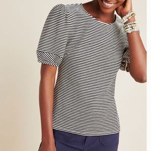 Anthropologie medium stripe puff sleeve top